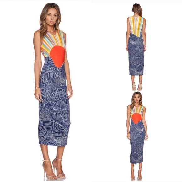 NWOT Mara Hoffman Misun Rising Sun Midi Dress Size Large - Picture 1 of 8